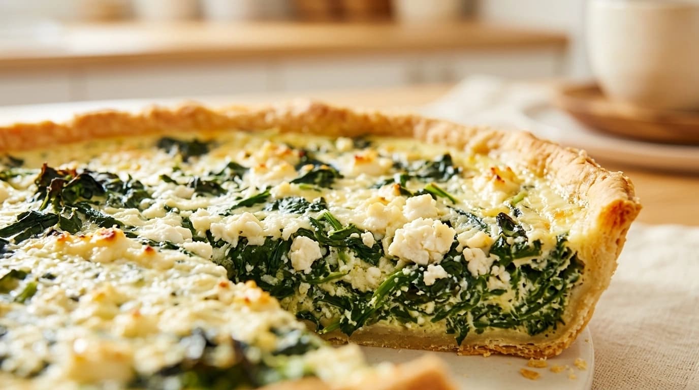 Bläddersdegspaj med fetaost och spenat – Enkel vegetarisk paj på 30 minuter - traditionellt Sverige Middag recept, perfekt till vardagsmiddag