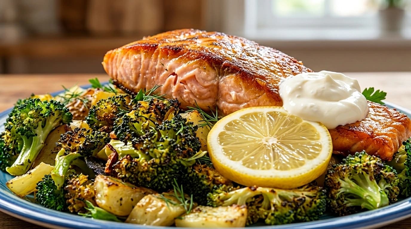 En panna lax, broccoli och dill – Nyttig vardagsmiddag på 25 minuter - traditionellt Svensk Middag recept, perfekt till vardagsmiddag