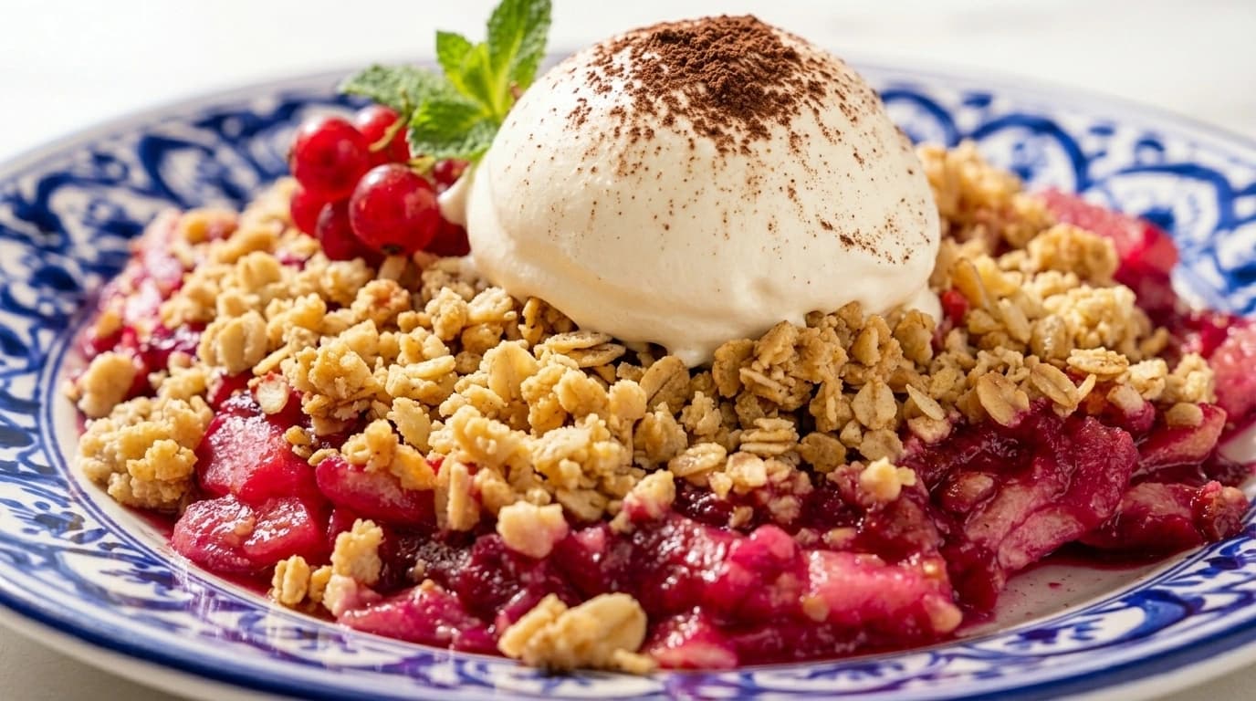 Klassisk rabarbercrumble med havre