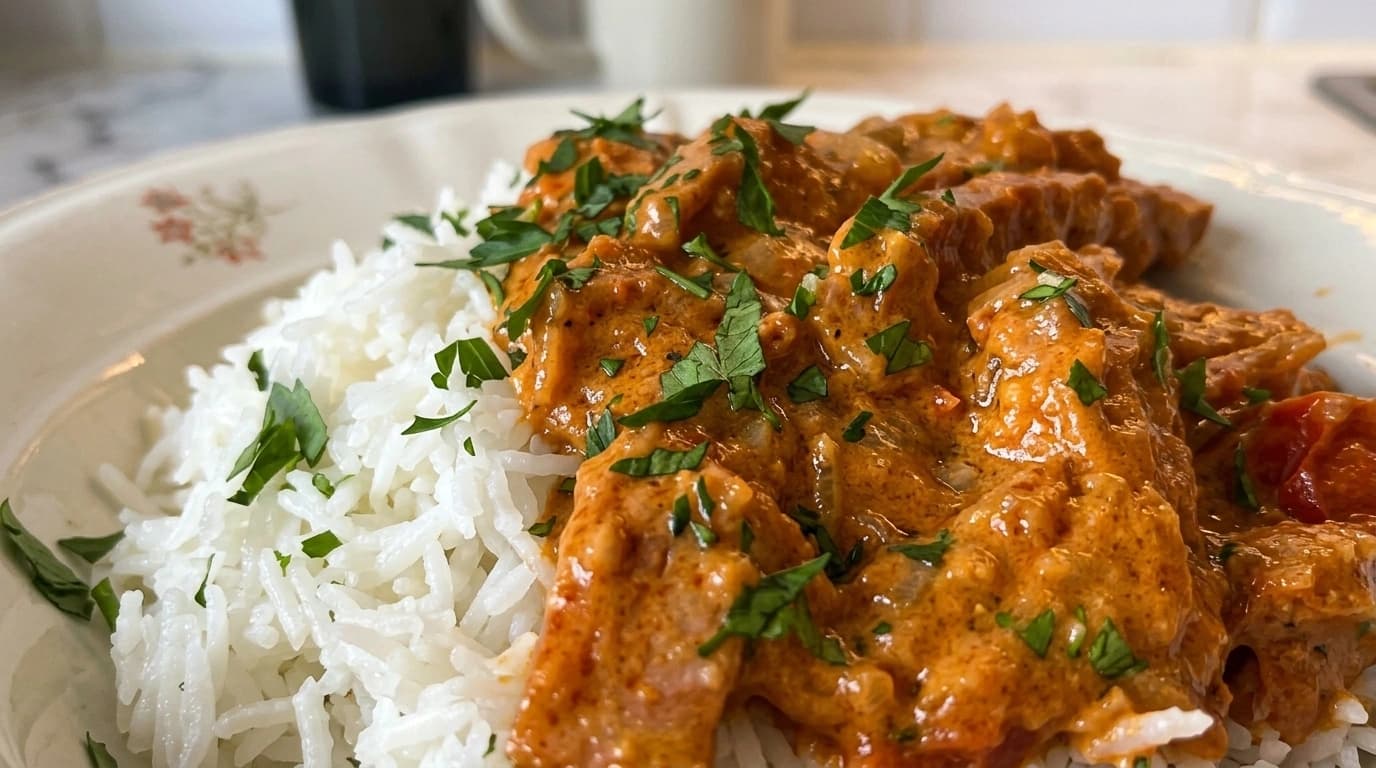 Korv Stroganoff "Fusk" – Airfryer-rostad korv ger djup rökig smak på 22 minuter - traditionellt Svensk Middag recept, perfekt till vardagsmiddag