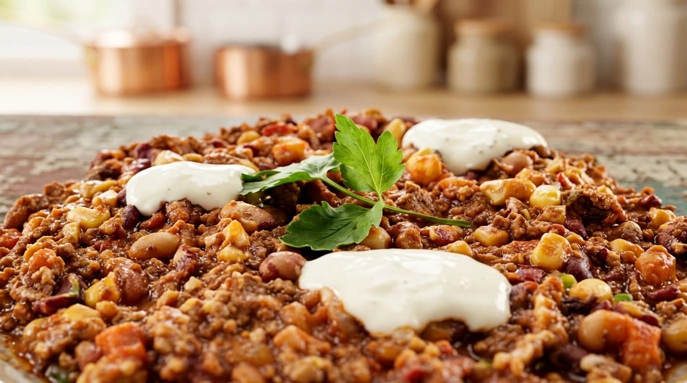 Het köttfärs- och kycklingfärsgryta med chili och bönor – Proteinrik gryta på 20 minuter - traditionellt Mexikansk Middag recept, perfekt till vardagsmiddag