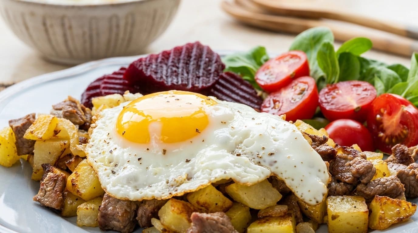 Köttfärs-pytti med potatis och rödbetor – Pyttipanna på 20 minuter utan tärningar - traditionellt Svensk Middag recept, perfekt till vardagsmiddag