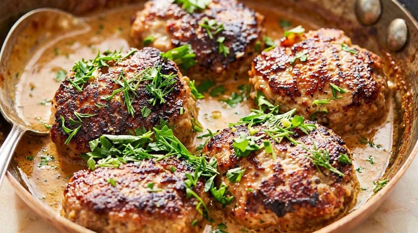 Köttfärsbiffar med senapssås och pressgurka – Mustig husmanskost på 20 minuter - traditionellt Svensk Middag recept, perfekt till vardagsmiddag