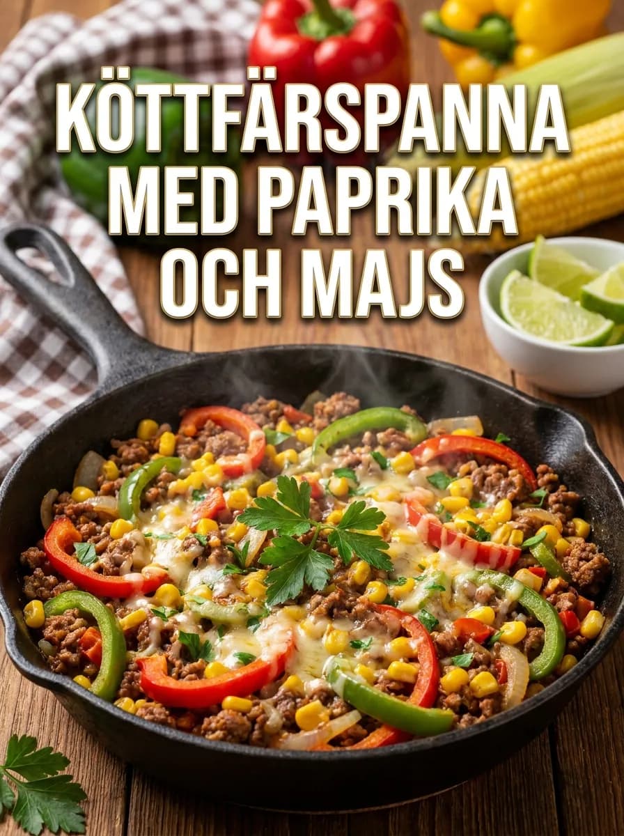 Köttfärspanna med Paprika och Majs - traditionellt Svensk Middag recept, perfekt till vardagsmiddag