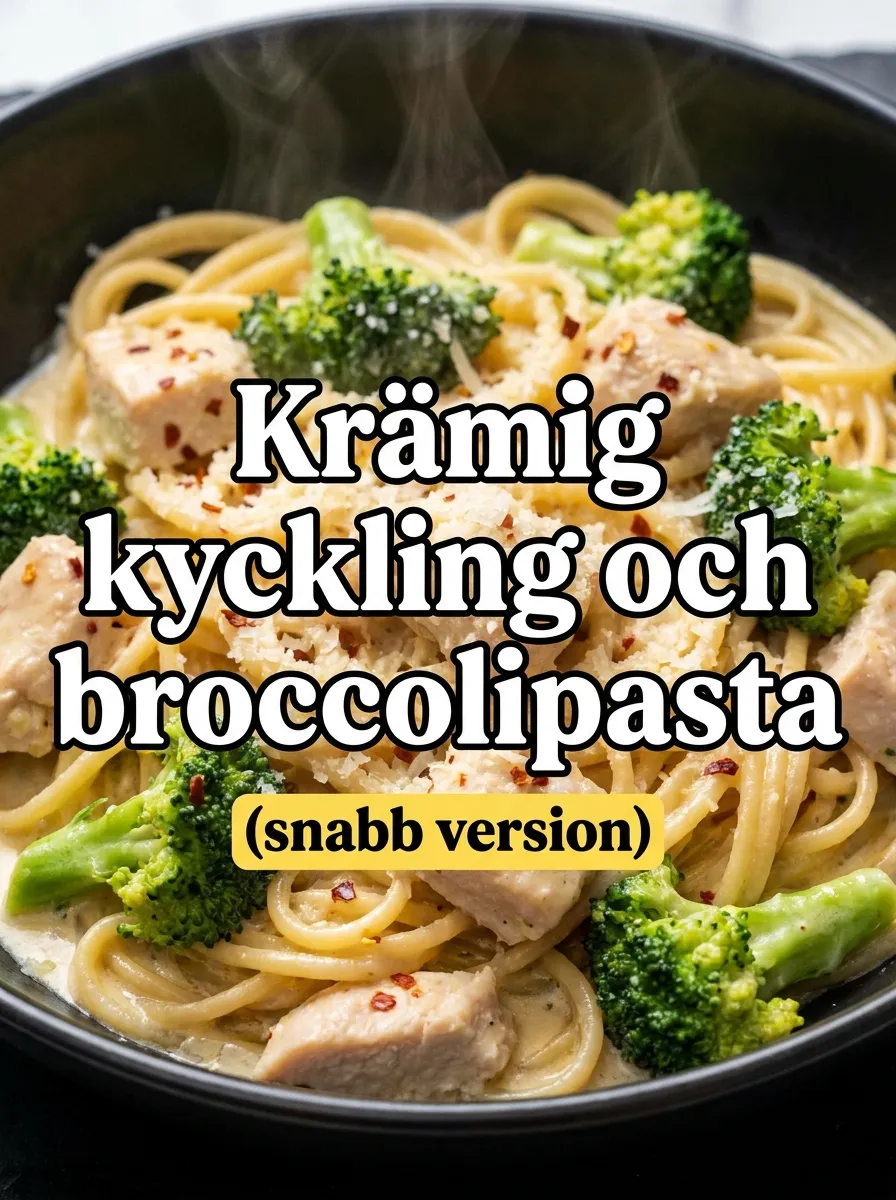Krämig Kyckling- och Broccolipasta (Snabb Version) - traditionellt Italiensk Middag recept, perfekt till vardagsmiddag