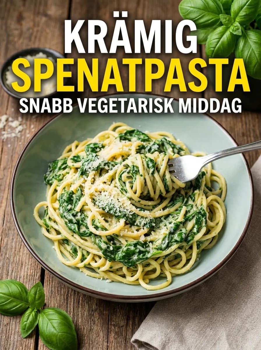 Krämig Spenatpasta – Snabb Vegetarisk Middag - traditionellt Italiensk Middag recept, perfekt till vardagsmiddag