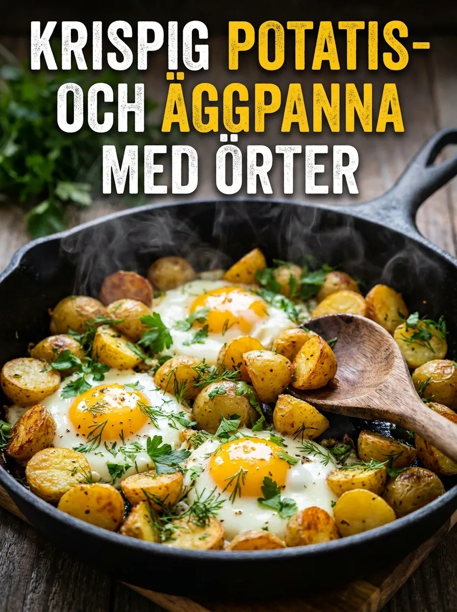 Krispig Potatis- och Äggpanna med Örter - traditionellt Svensk Middag recept, perfekt till vardagsmiddag