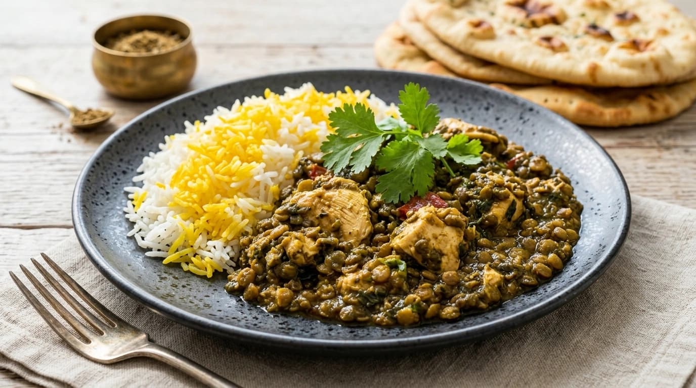 Kycklinggryta med röda linser och spenat – Dubbla protein-kicken på 30 minuter - traditionellt Svensk Middag recept, perfekt till vardagsmiddag