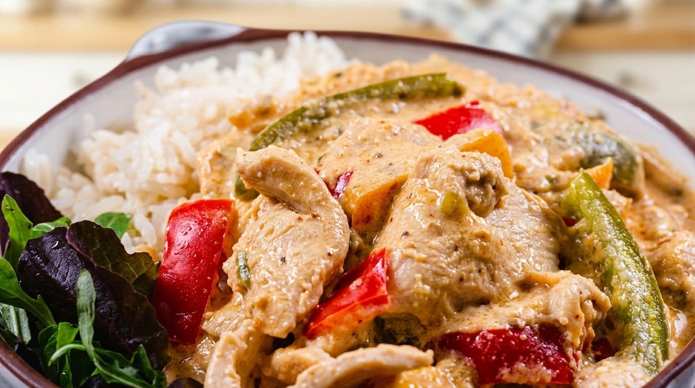 Kycklinggryta med rabarber, curry och kokosmjölk