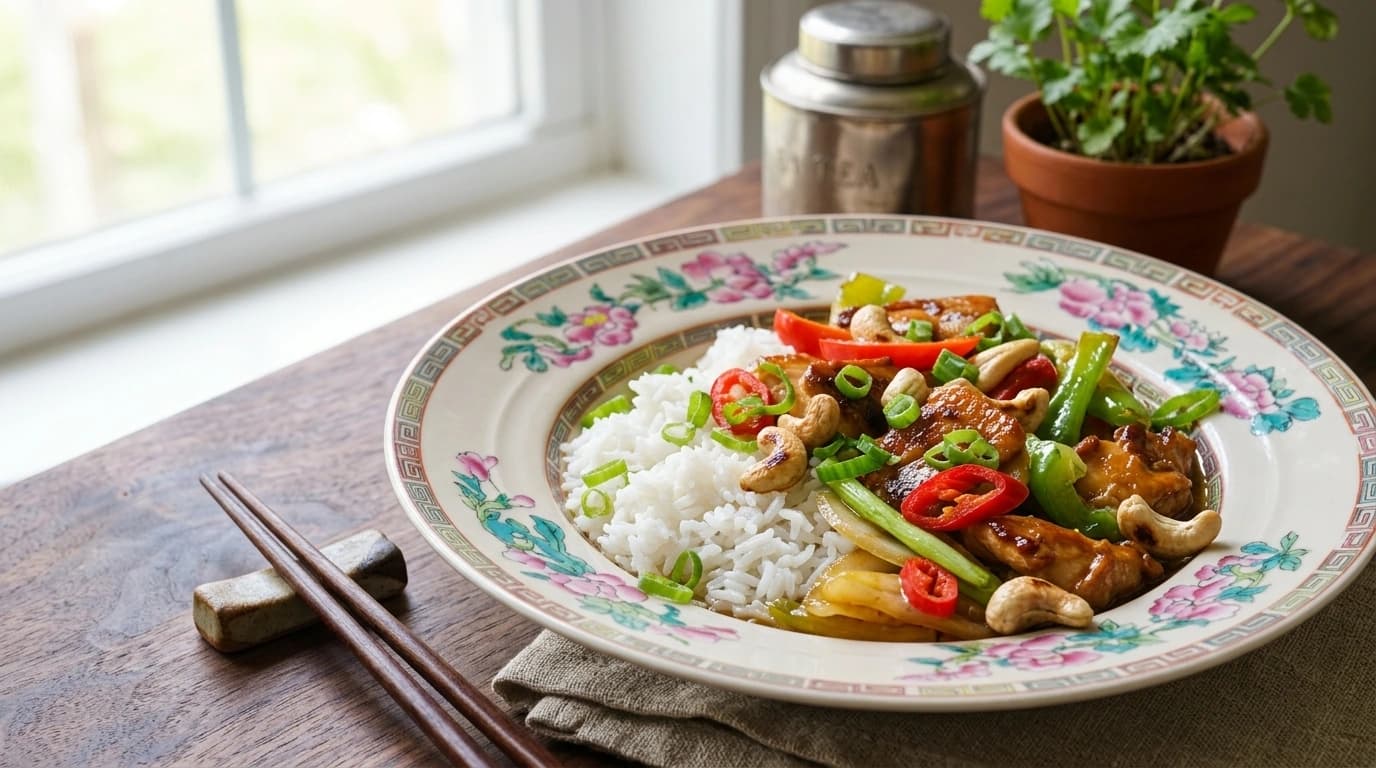 Kycklingwok med cashewnötter, ärtor och fullkornsris – Proteinboost på 20 minuter - traditionellt Svensk Middag recept, perfekt till vardagsmiddag