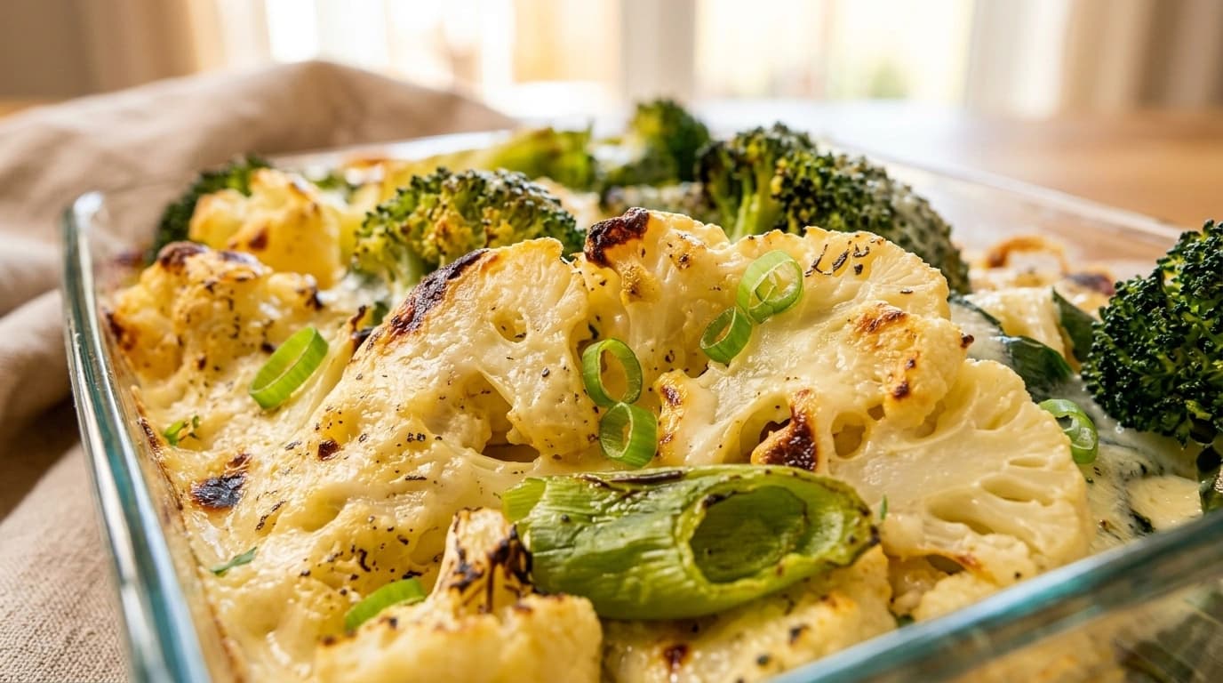 Långpanna blomkål, broccoli och ostsås