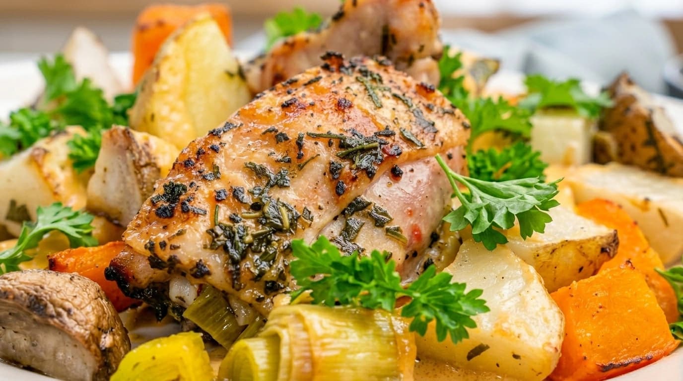 Långpanna kyckling, rotselleri och bacon – Mustig helgmiddag på 50 minuter - traditionellt Svensk Middag recept, perfekt till vardagsmiddag