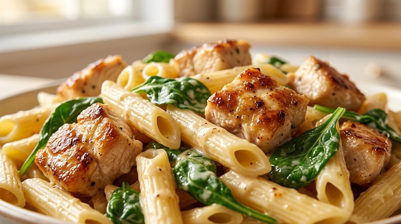 Pasta med soltorkade tomater, spenat och fetaost – Krämig vegetarisk vardagslyx på 20 minuter - traditionellt Italiensk Middag recept, perfekt till vardagsmiddag