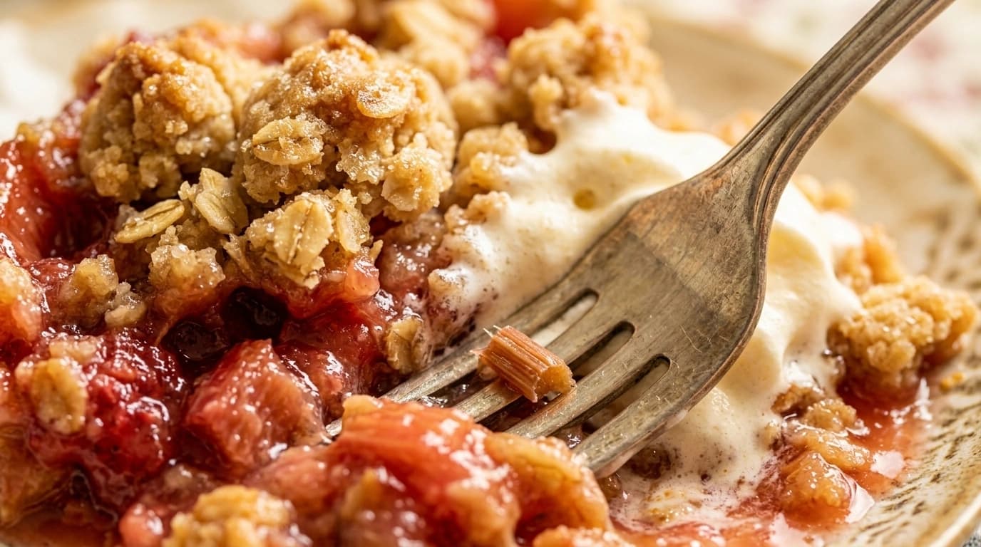 Rabarber och äpple crumble med kanel