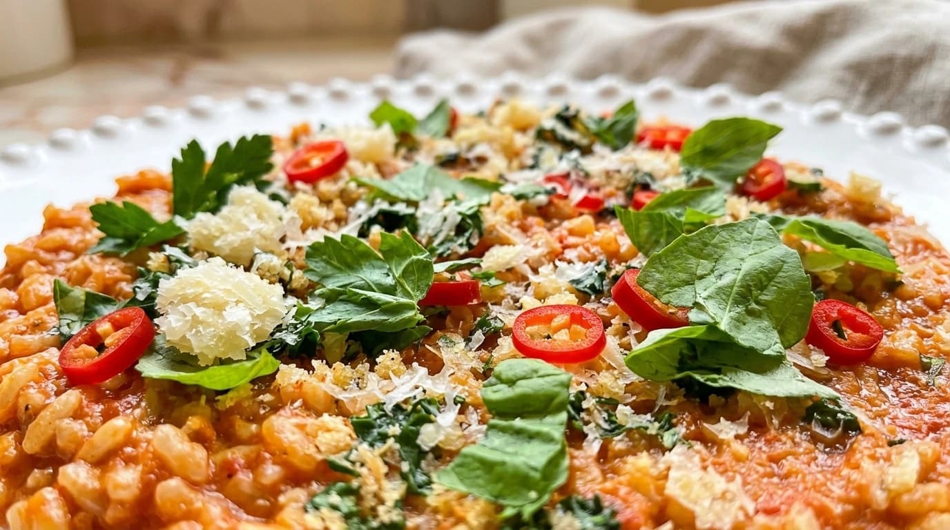 Risotto med rabarber, parmesan och vitlök