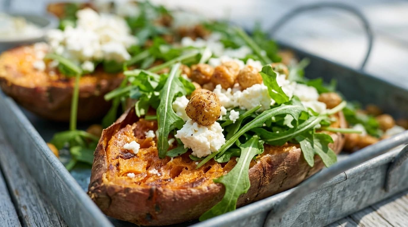 Rostade kikärtor och sötpotatis med tahini – Värmande vegansk bowl på 35 minuter - traditionellt Mellanöstern Vegetariskt recept, perfekt till vardagsmiddag