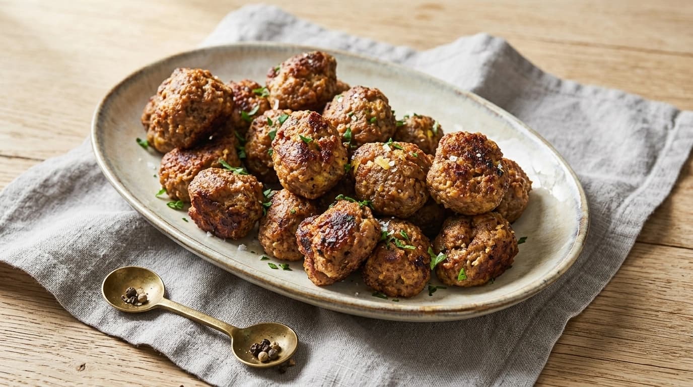 Saftiga köttbullar i airfryer – 30 köttbullar klara på 10 minuter utan stekos - traditionellt Svensk Middag recept, perfekt till vardagsmiddag