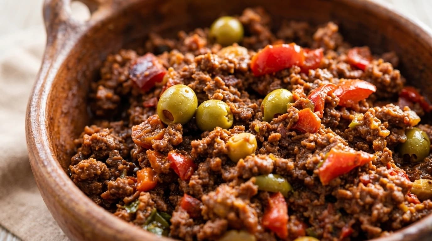 Spansk Picadillo med russin, oliver och kapris – 25 minuter - traditionellt Spansk Middag recept, perfekt till vardagsmiddag