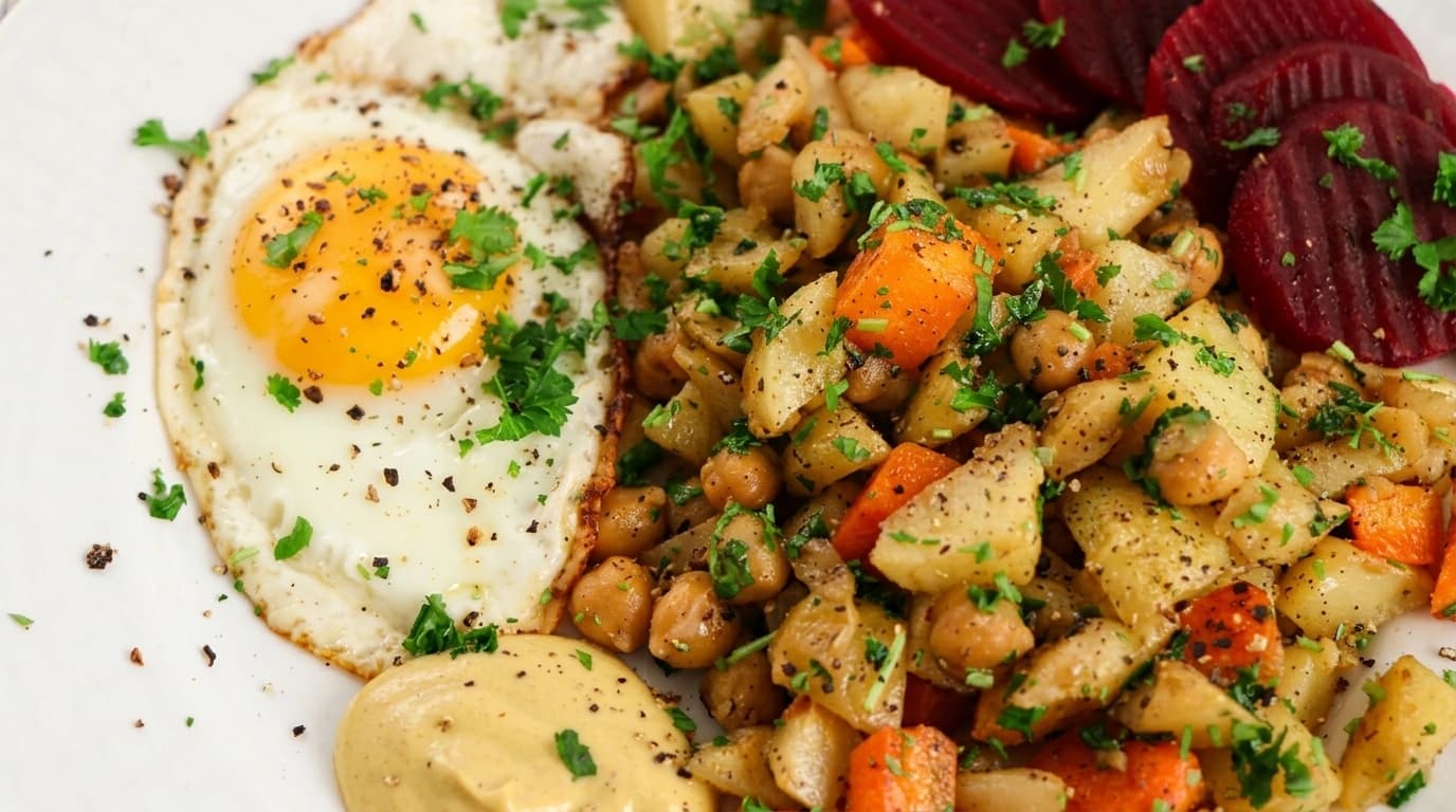 Mustig pytt i panna med rotfrukter, bönor och köttfärs – Stretchad vardagsrätt på 25 minuter - traditionellt Svensk Middag recept, perfekt till vardagsmiddag