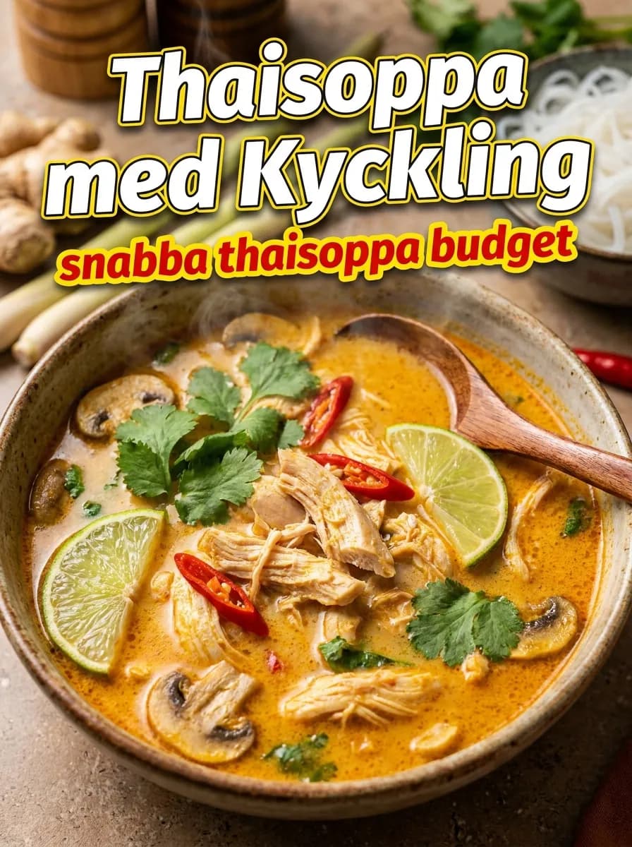 Thaisoppa med Kyckling – Snabb Budgetvänlig Asiatisk Soppa - traditionellt Thailändsk Middag recept, perfekt till vardagsmiddag