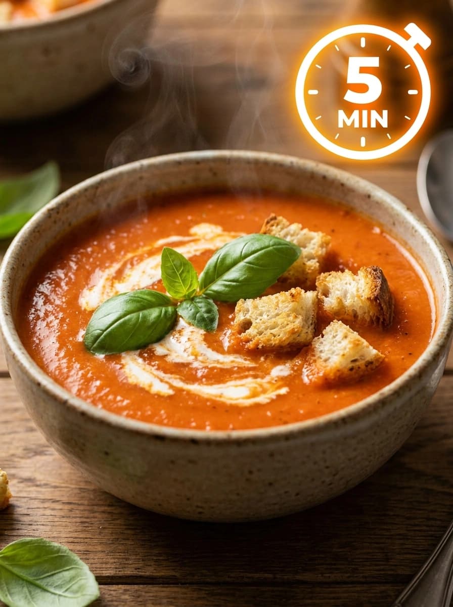 Tomatsoppa Burksås – Snabb Tomatsoppa från Burk på 5 Minuter - traditionellt Sverige Soppa recept, perfekt till vardagsmiddag