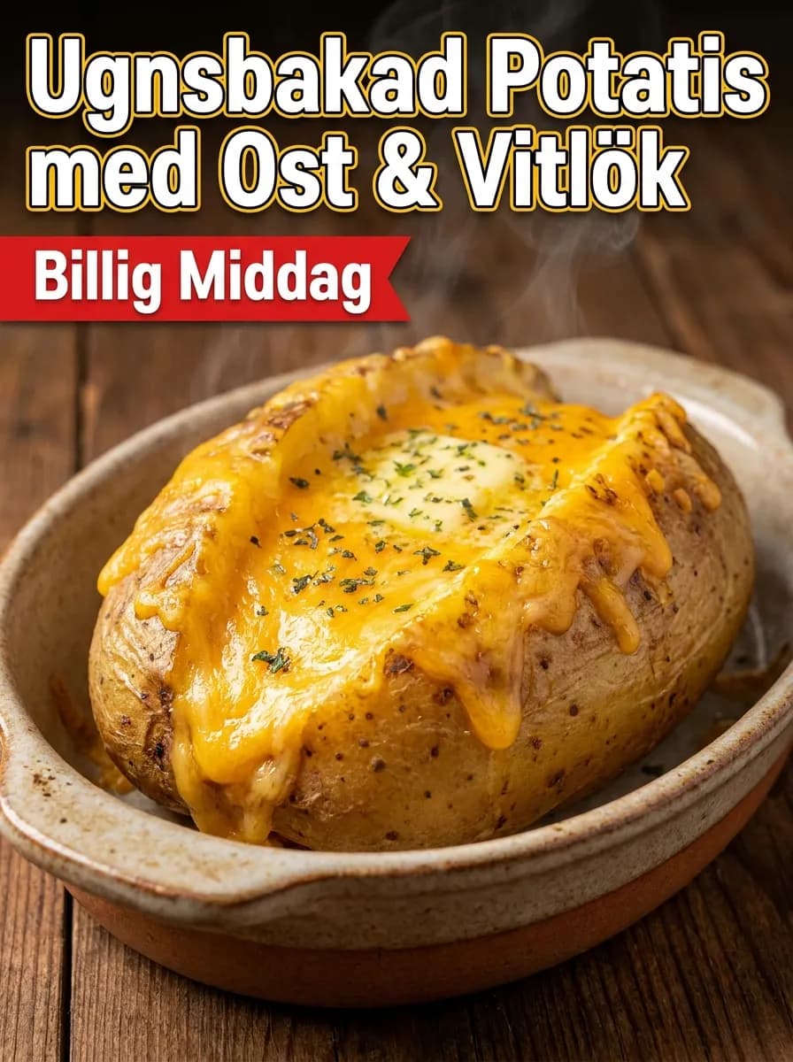 Ugnsbakad Potatis med Ost & Vitlök – Billig Middag - traditionellt Svensk Middag recept, perfekt till vardagsmiddag