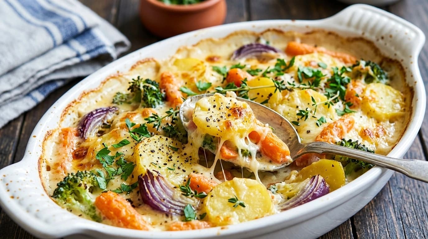 Rotfruktsgratäng med fetaost och havre