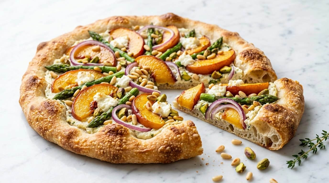 Vegetarisk pizza med getost, rödbetor och valnötter