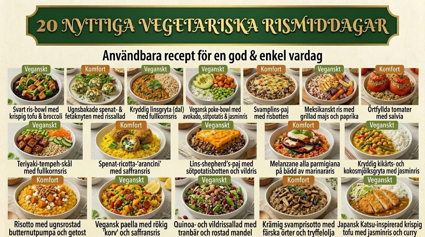 Vegetarisk middag med ris (nyttiga recept)
