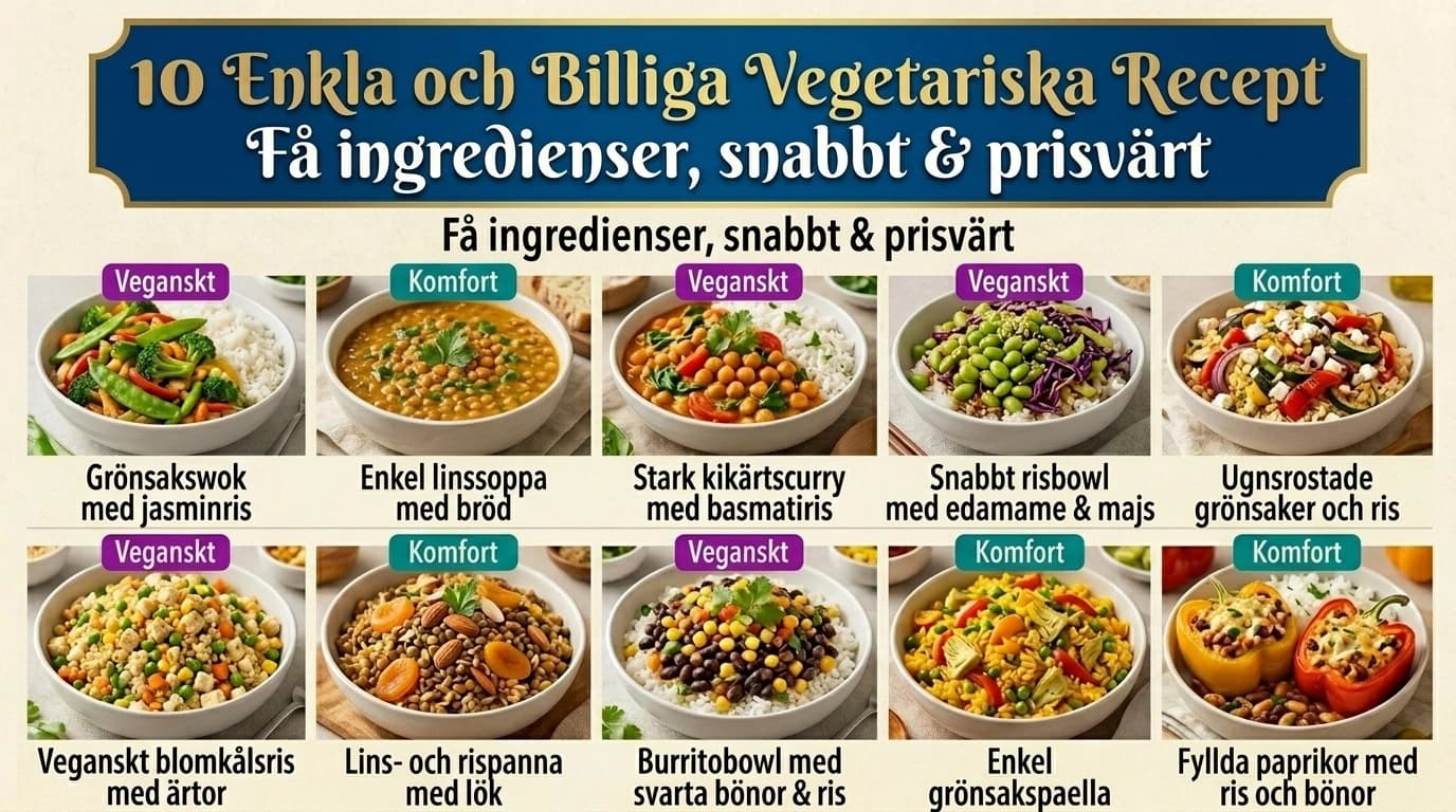 Vegetariska recept med få ingredienser (snabbt & billigt)
