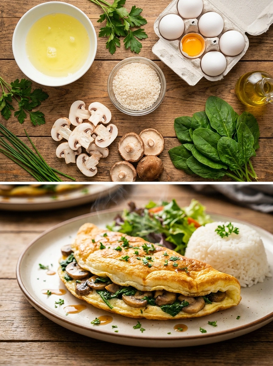 Äggvita Omelett Svamp Ris 28g Protein – Volymträning