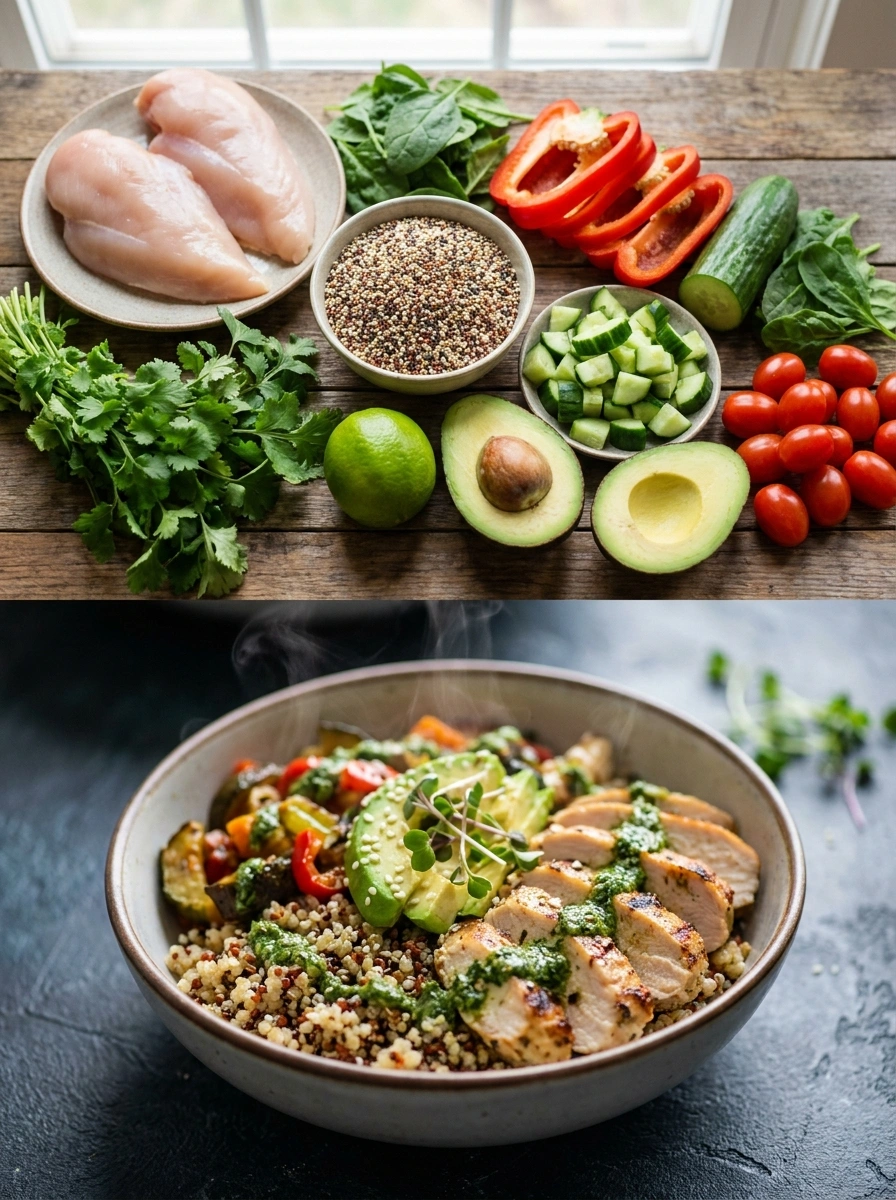40g Protein Kyckling Quinoa Bowl - traditionellt Sverige Träningsmat recept, perfekt till vardagsmiddag