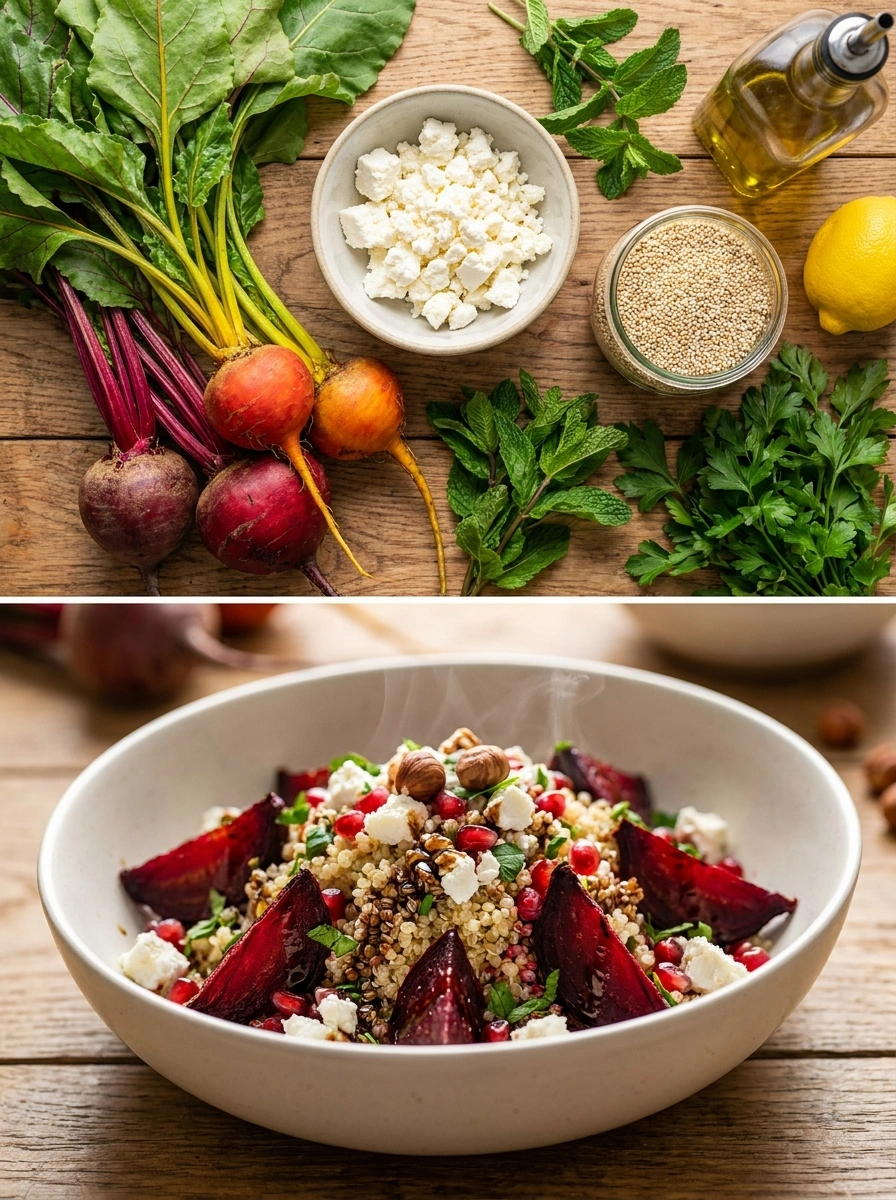 Betor Feta Quinoa Sallad - traditionellt Medelhavet Nyttigt recept, perfekt till vardagsmiddag