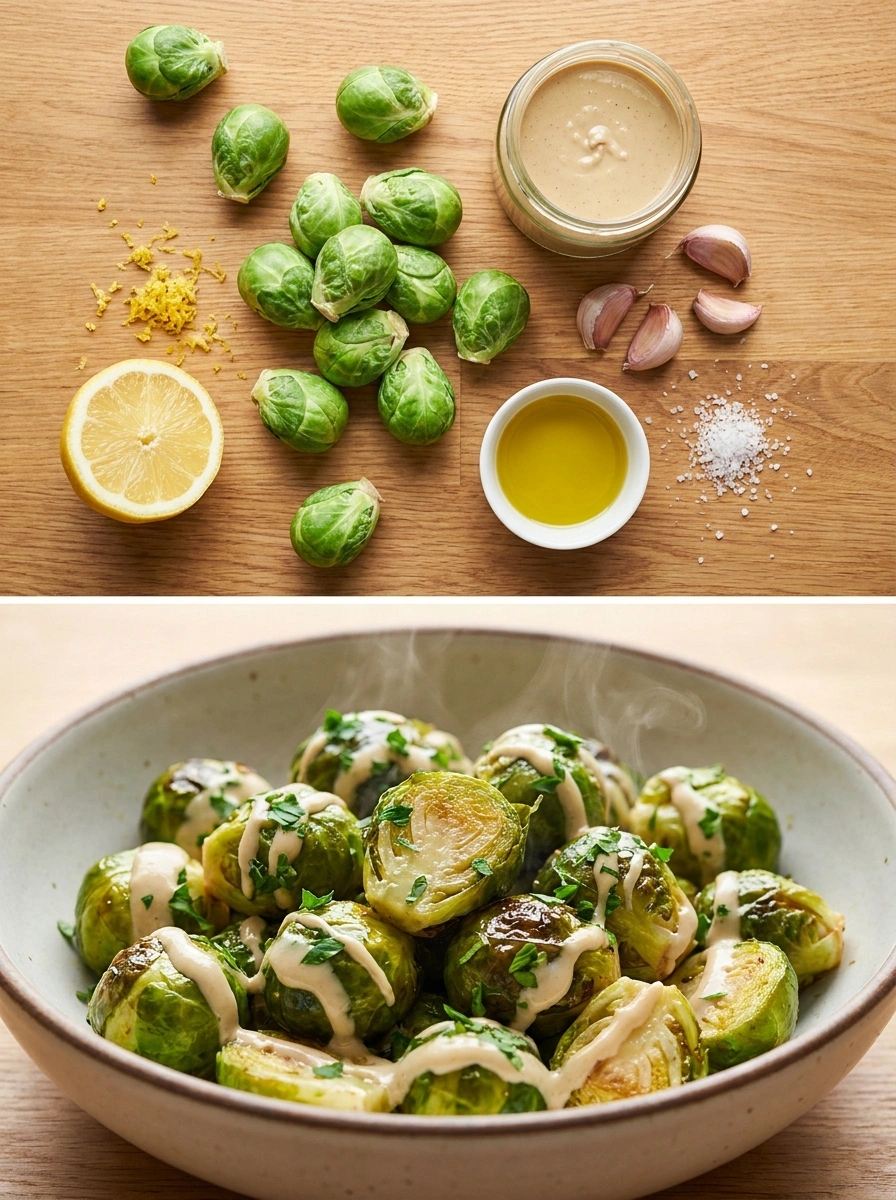 Brysselkål Citron Tahini - traditionellt Medelhavet Nyttigt recept, perfekt till vardagsmiddag