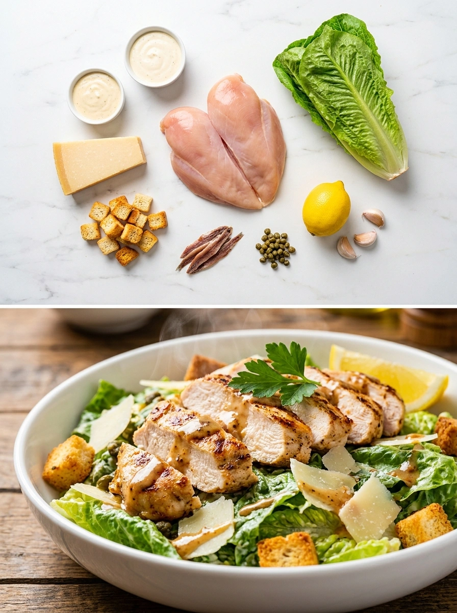 45g Protein Kyckling Cesarsallad - traditionellt USA Middag utan kolhydrater recept, perfekt till vardagsmiddag