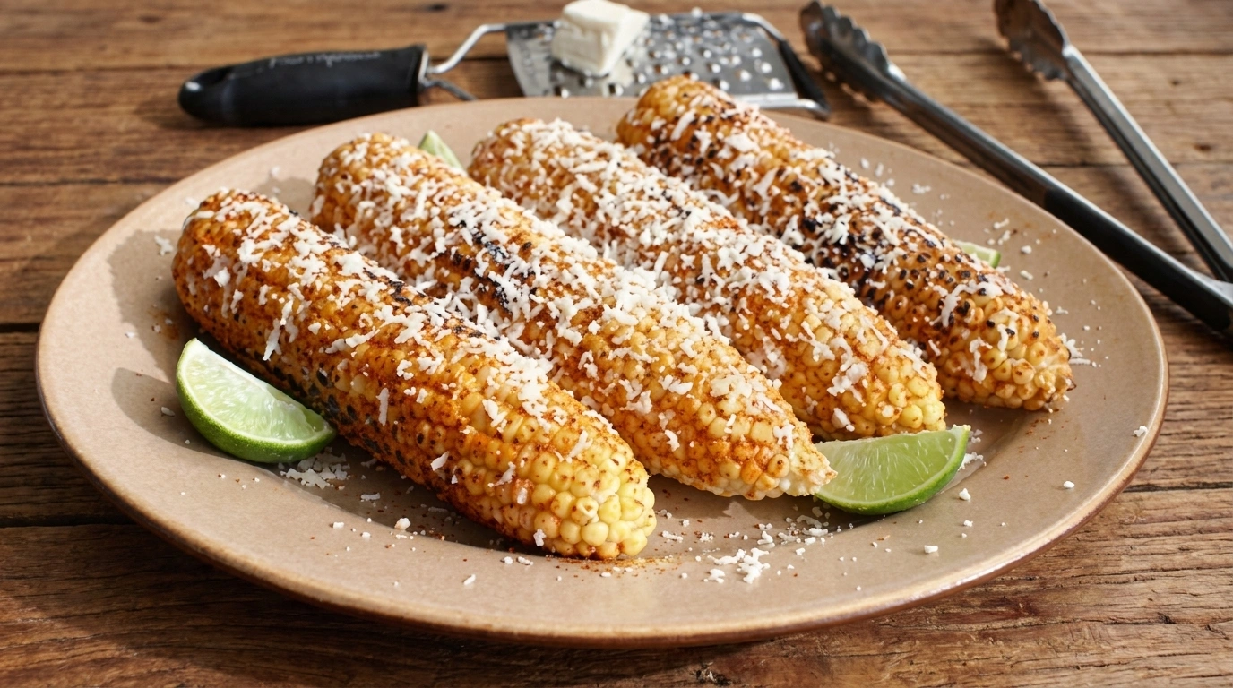 Grilled corn elotes med chili-lime mayo | Mexikanska grillspett med smakrik majonnäs - traditionellt Mexikansk Grillmat recept, perfekt till vardagsmiddag