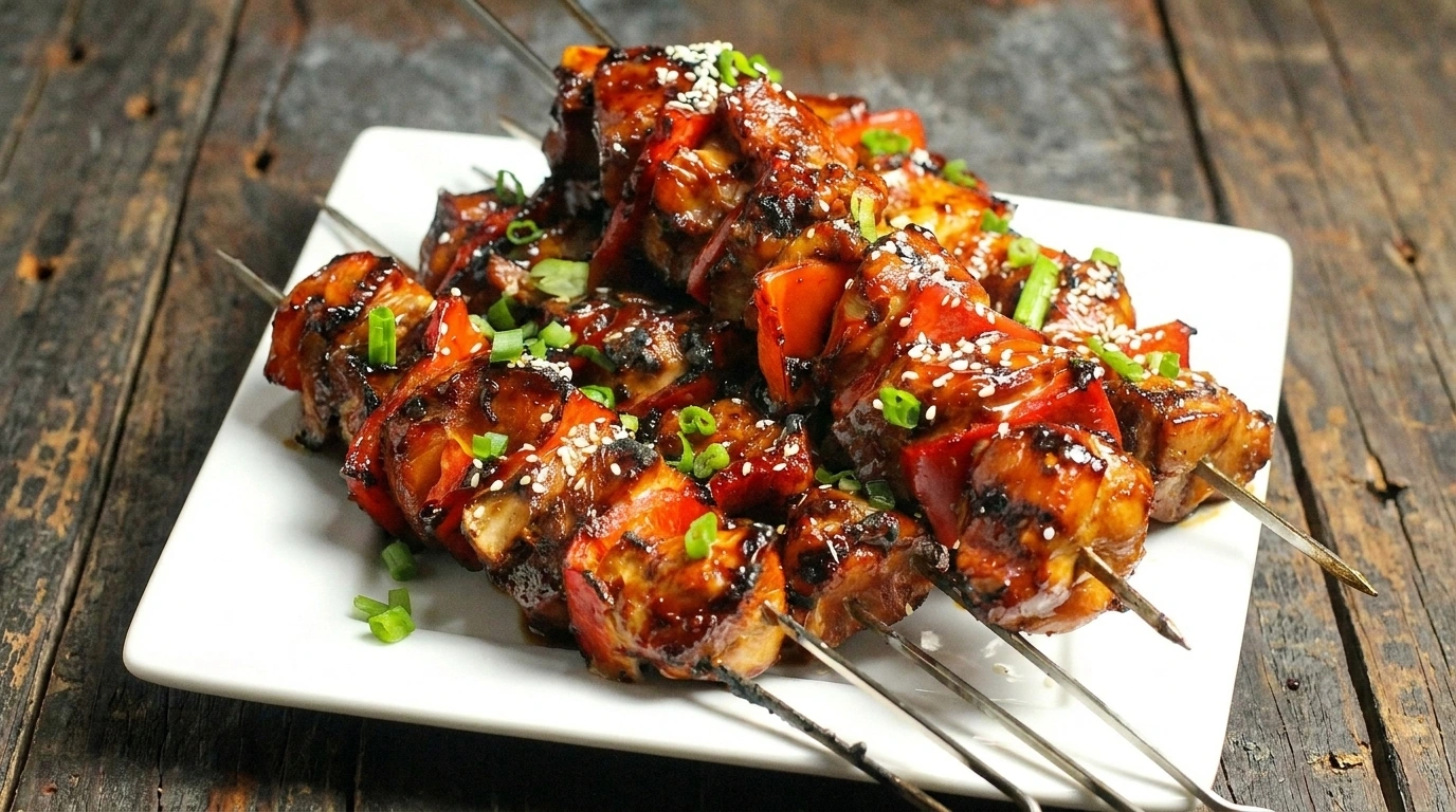 Korean BBQ Chicken Skewers | Smakrika grillspett med asiatiska smaker - traditionellt Koreansk Grillmat recept, perfekt till vardagsmiddag