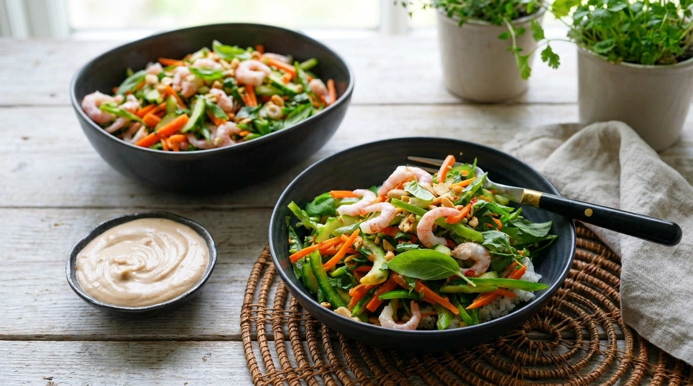 Asiatisk sallad – fräsch och krispig sallad med asiatiska smaker på 15 minuter - traditionellt Thailand Sommarsallader recept, perfekt till vardagsmiddag