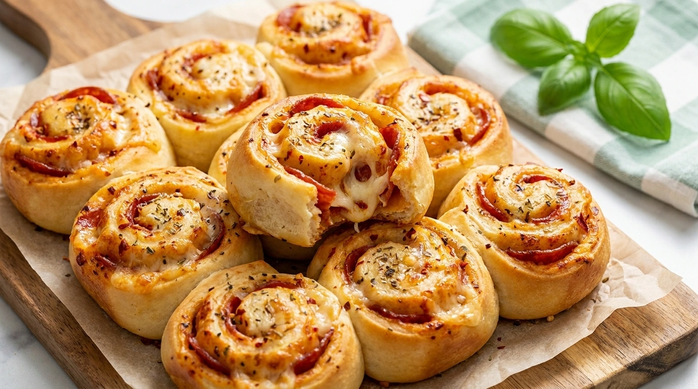 Mini-pizzarullar med skinka och ost - traditionellt Sverige Picknick & Utflykt recept, perfekt till vardagsmiddag