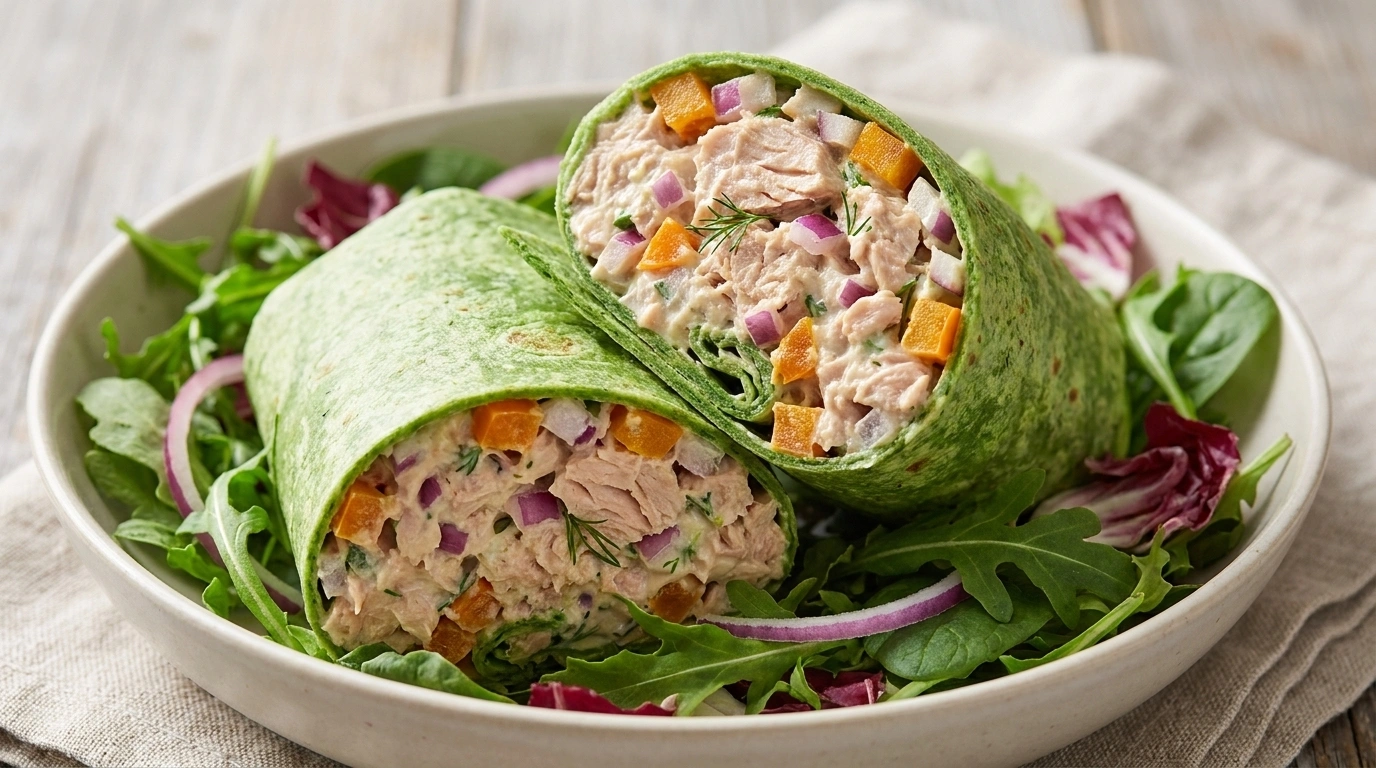 Tonfiskwrap med krämig fyllning – snabb picknickmat på 15 minuter - traditionellt Sverige Picknick & Utflykt recept, perfekt till vardagsmiddag