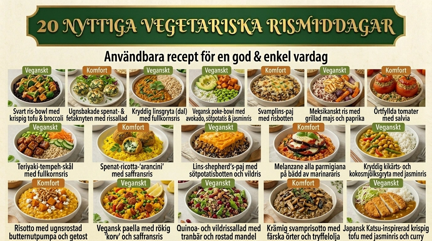 Vegetarisk middag med ris (nyttiga recept)