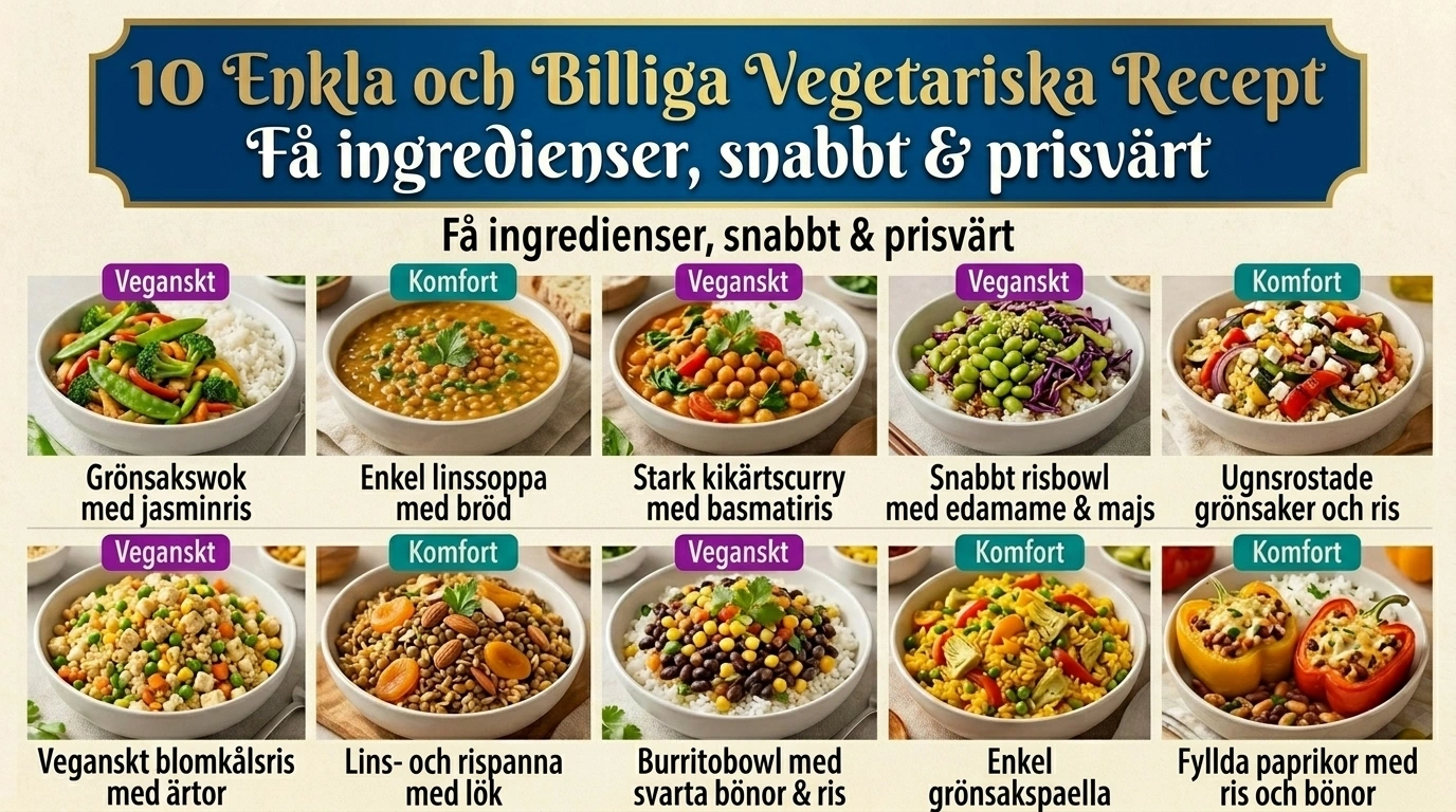 Vegetariska recept med få ingredienser (snabbt & billigt)