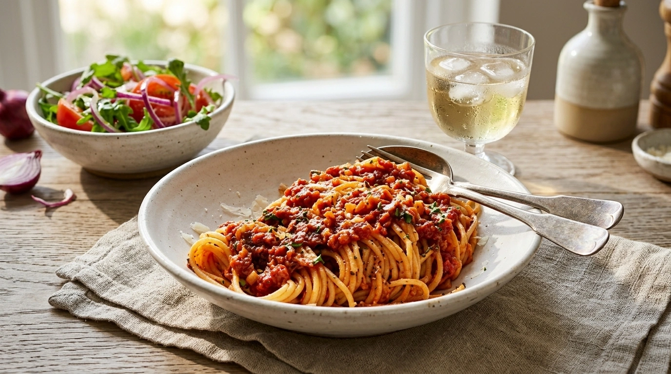 Mustig Bolognese med röda linser och morötter – Budgetklassikern - traditionellt Svensk Middag recept, perfekt till vardagsmiddag