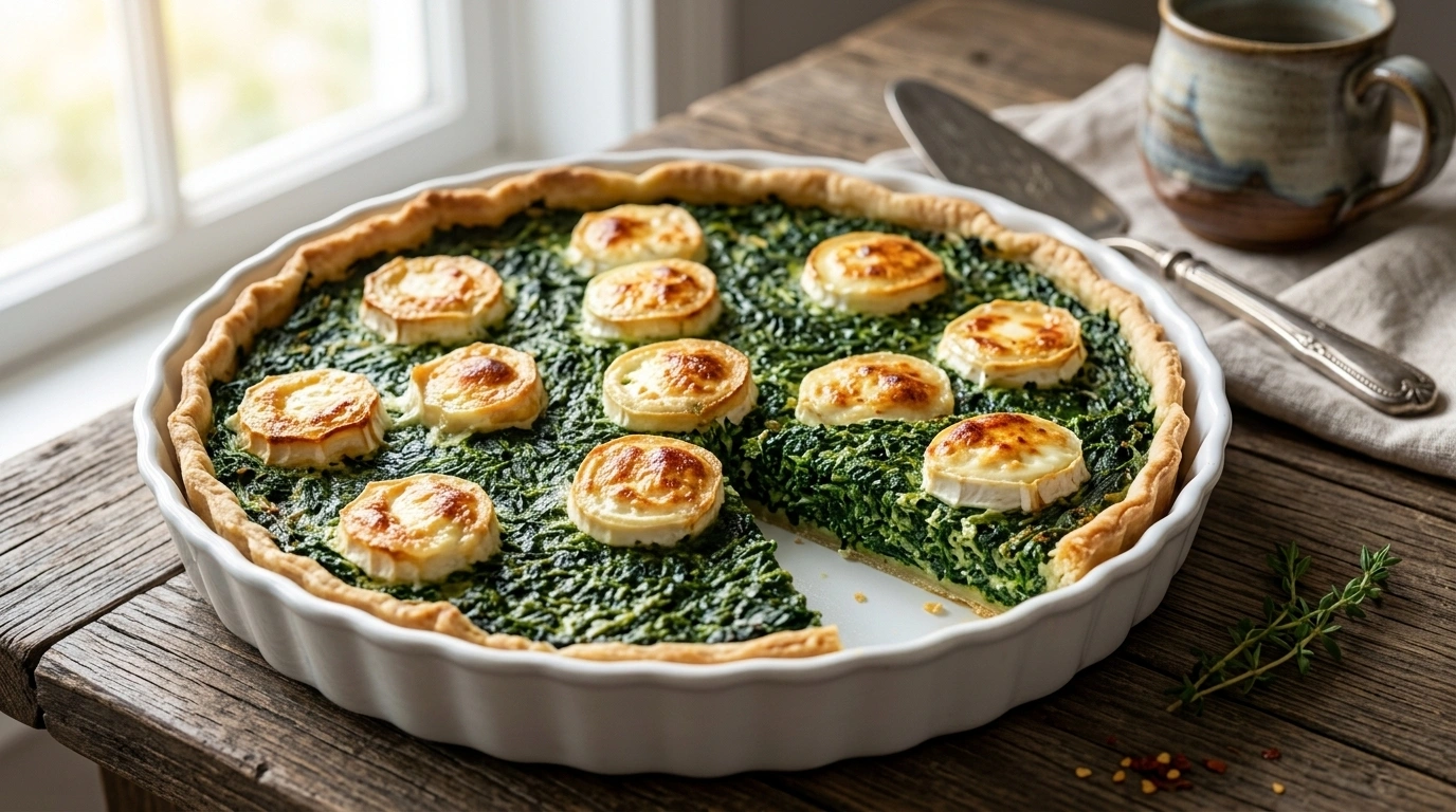 Vegetarisk Quiche med spenat, getost och valnötter – Perfekt kall i lunchlådan - traditionellt Svensk Middag recept, perfekt till vardagsmiddag