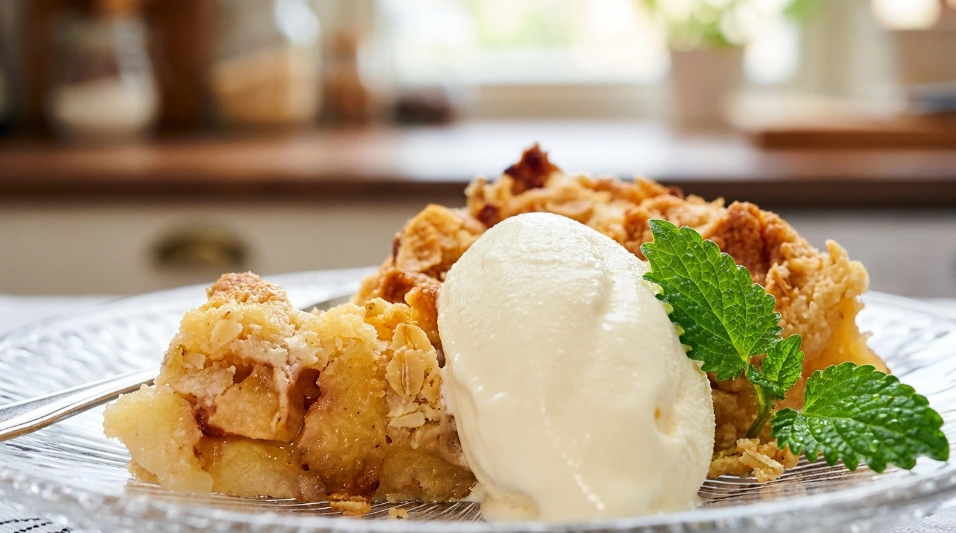Äppelcrumble med havre, mandel och salt karamell – modern höstfavorit på 40 minuter - traditionellt Svenskt Efterrätt recept, perfekt till vardagsmiddag