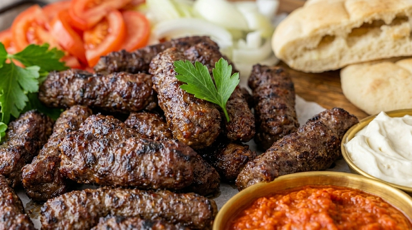 Bosnisk Ćevapi med kajmak och lepinabröd
