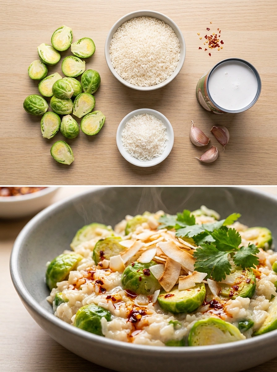 Brussels sprouts coconut rice