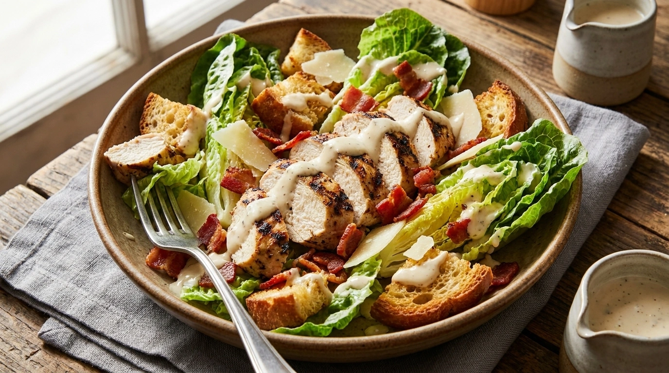 Caesarsallad med kyckling – Klassisk restaurangkvalitet på 20 minuter - traditionellt Italien Sallad recept, perfekt till vardagsmiddag