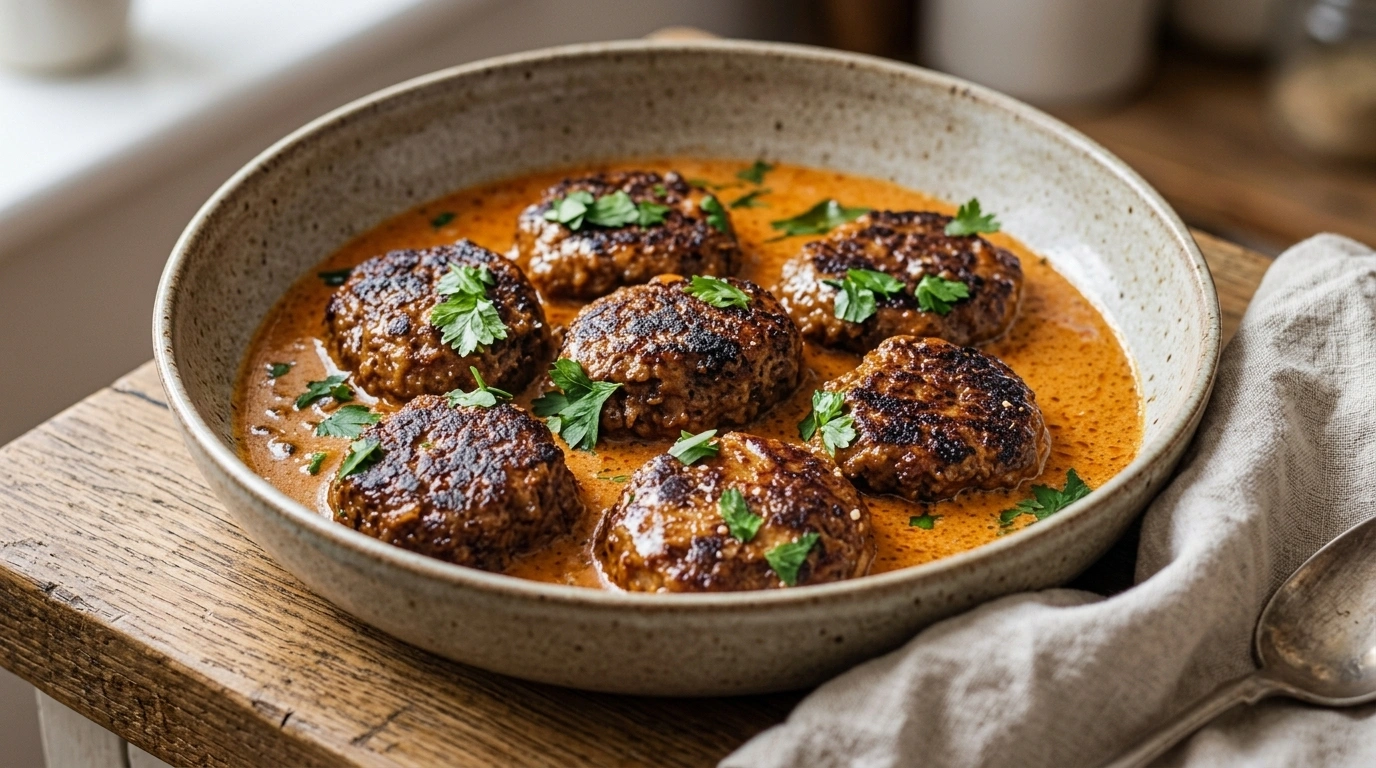 Färsbiffar i tomatsås med polenta – Italiensk glutenfri comfort food på 35 minuter - traditionellt Italiensk Middag recept, perfekt till vardagsmiddag