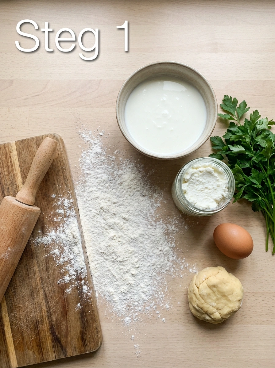 Gör pastadeg med mjöl och ägg